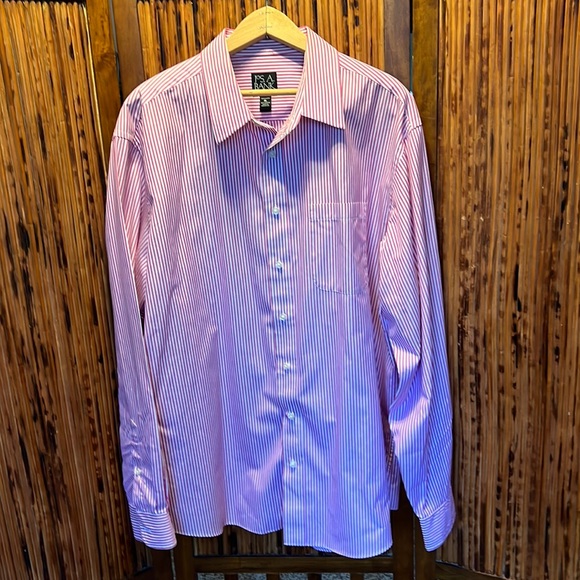 Jos. A. Bank Travelers Collection Red and White Striped Button Down Shirt - Picture 2 of 5